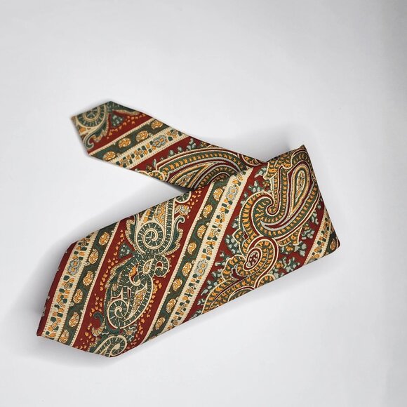 JOHN COMFORT Men's 100% Silk Necktie ENGLAND Designer Paisley Red/Multi EUC - Picture 7 of 7